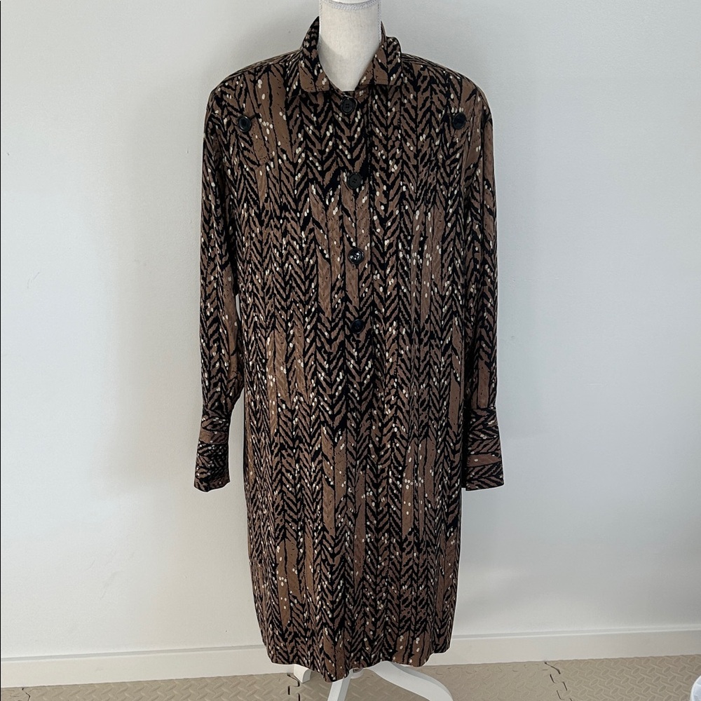 Vintage Adele Simpson Elegant Brown Patterned Dre… - image 1